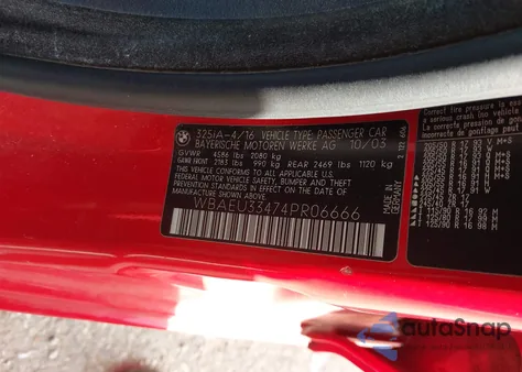 2004 BMW 325Xi from USA, damaged, VIN WBAEU33474PR06666